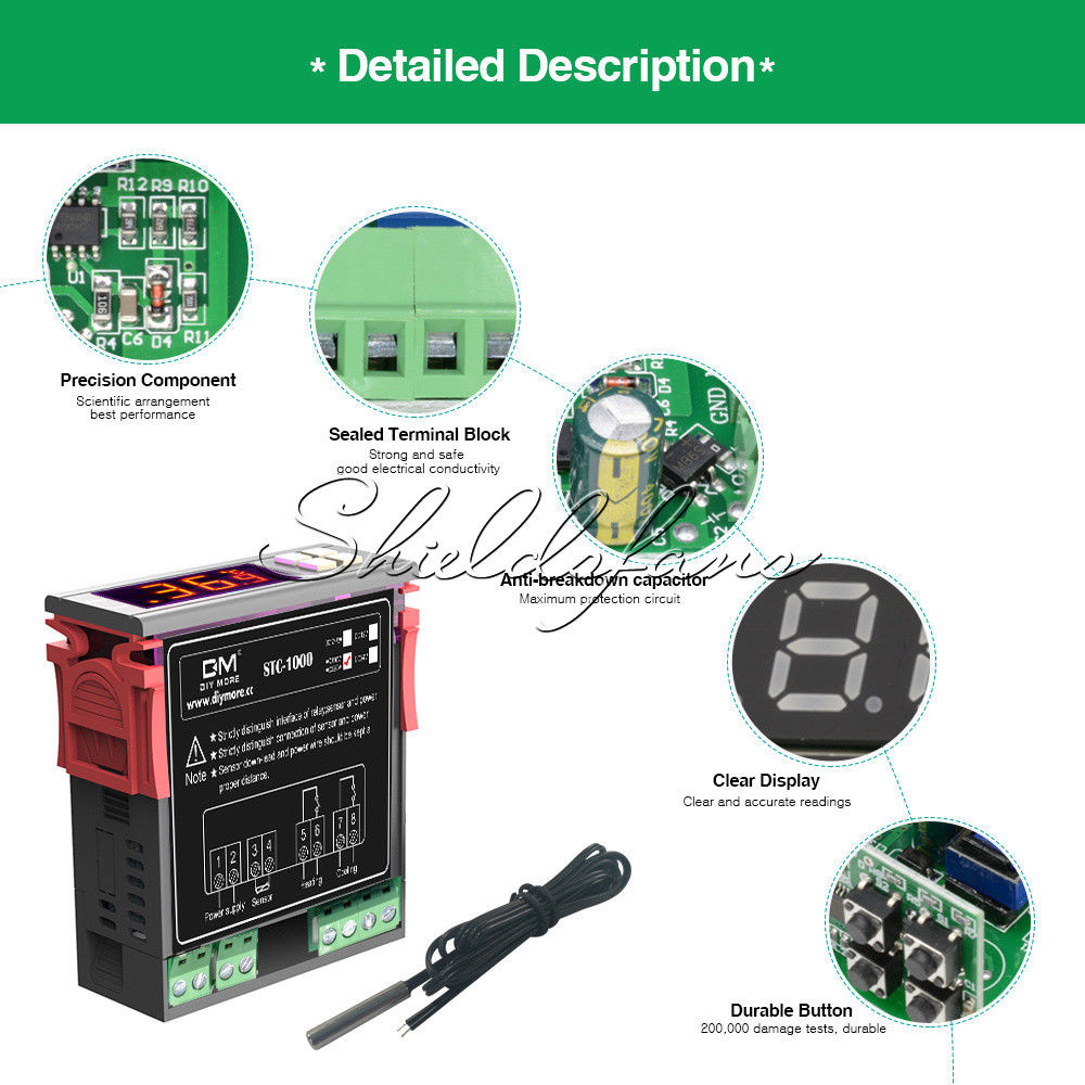 110-220V Digital Temperature Controller Temp Sensor Thermostat Control STC-1000