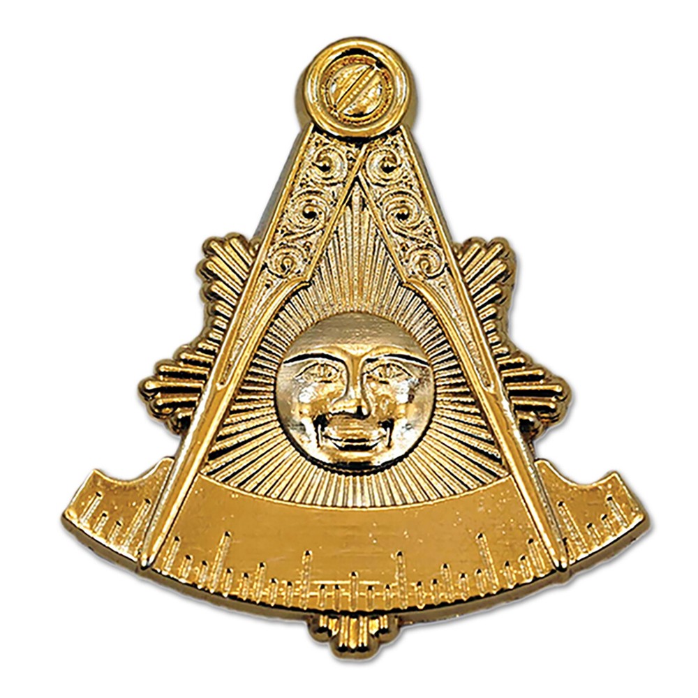 Sunburst Past Master Masonic Auto Emblem - [Gold][3'' Tall]