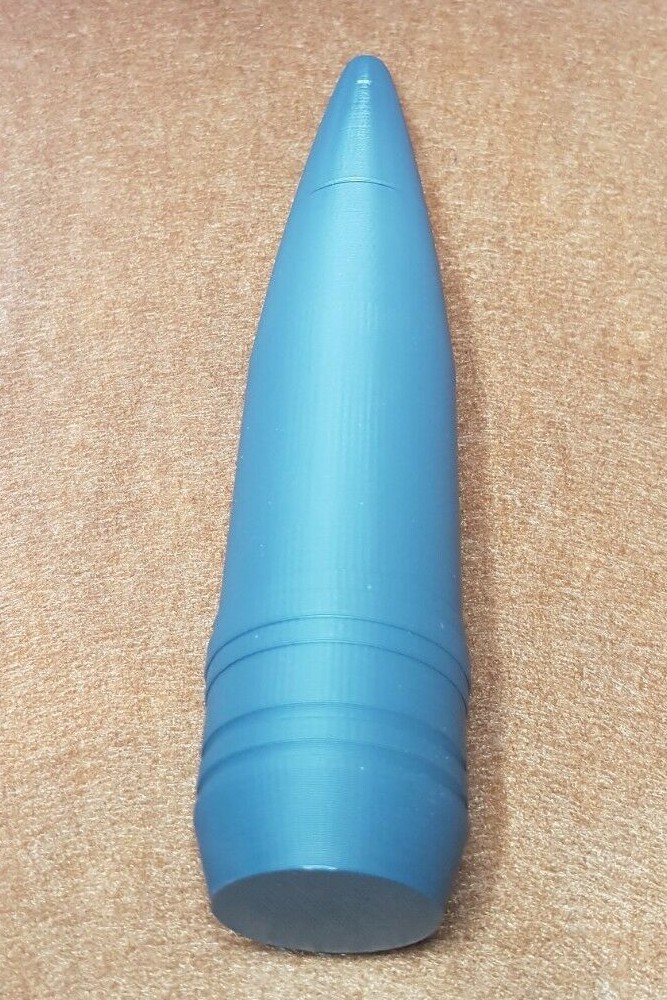single Replica 40mm Bofors L70 Projectile shell. Unpainted and 3D printed.