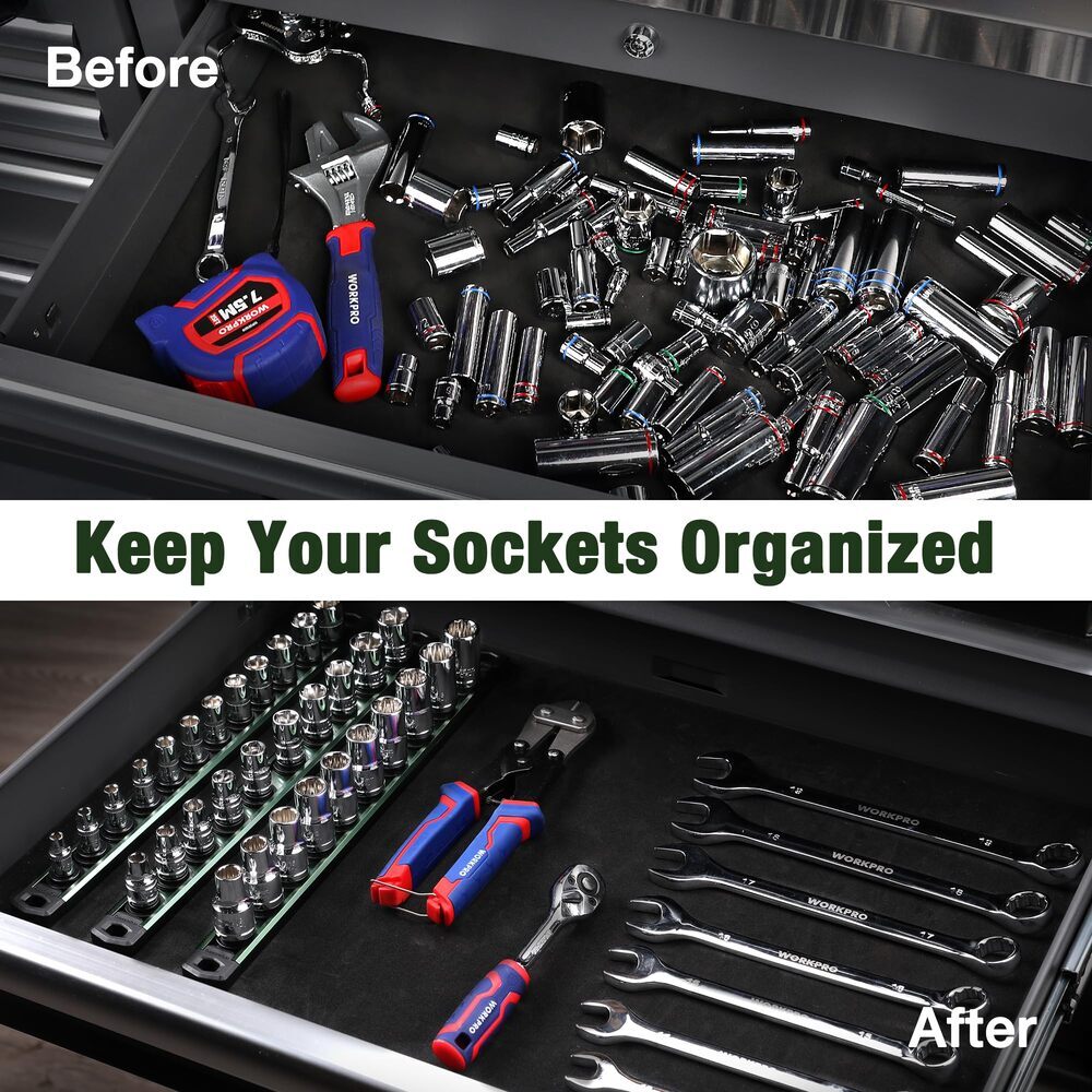 Magnetic Socket Organizer 1/2" Drive Heavy Duty Socket Holder Socket Rack Kit US