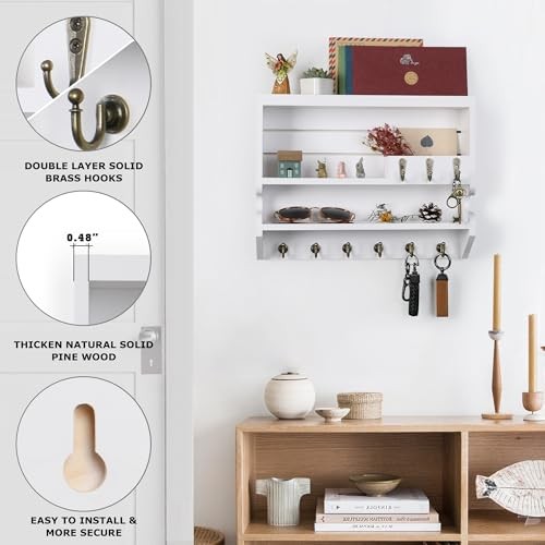 Key Holder for Wall, Mail Organizer Wall Mounted White