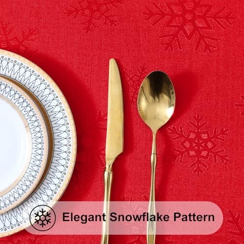 Rectangle Christmas Tablecloth 60x84 Inch, 84" x 60" (Rectangular) Red