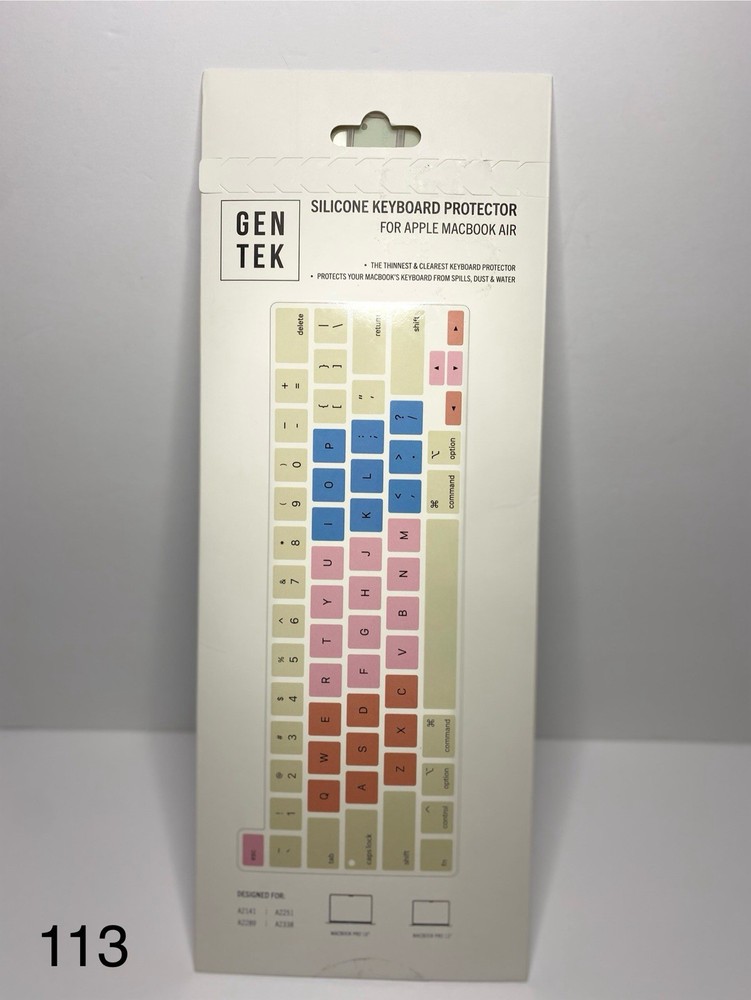 New, Gen Tek, Multicolor Silicone Keyboard Protector For MacBook Air.