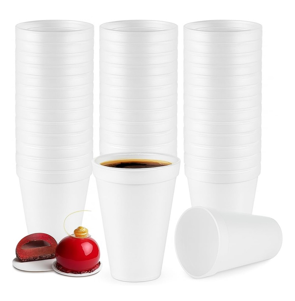 Pantryware Essentials 8oz Disposable White Foam Cups - Pack 8 ounces,