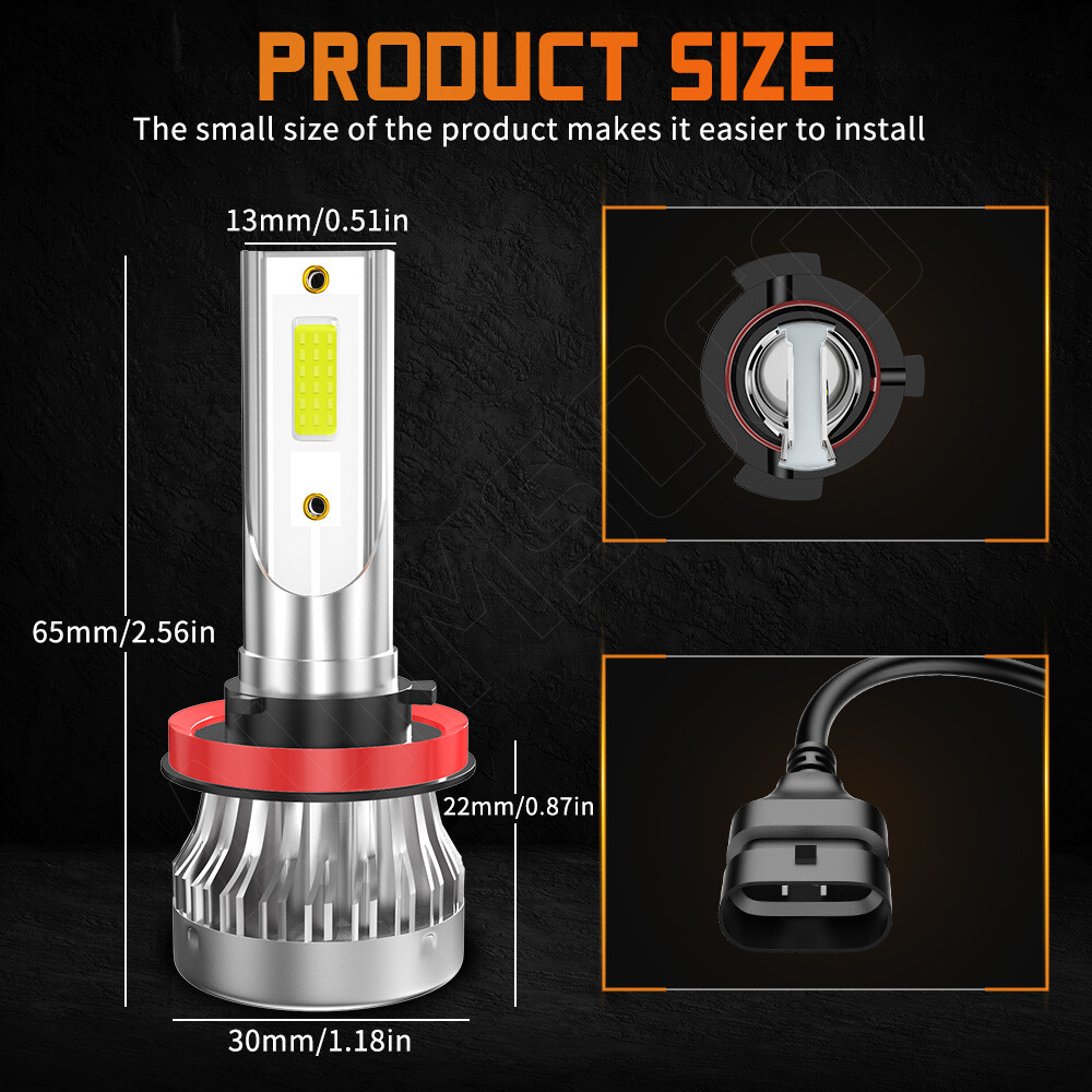 Pair H11 LED Headlight Kit Low Beam Bulb Super Bright 6500K White 1000000LM