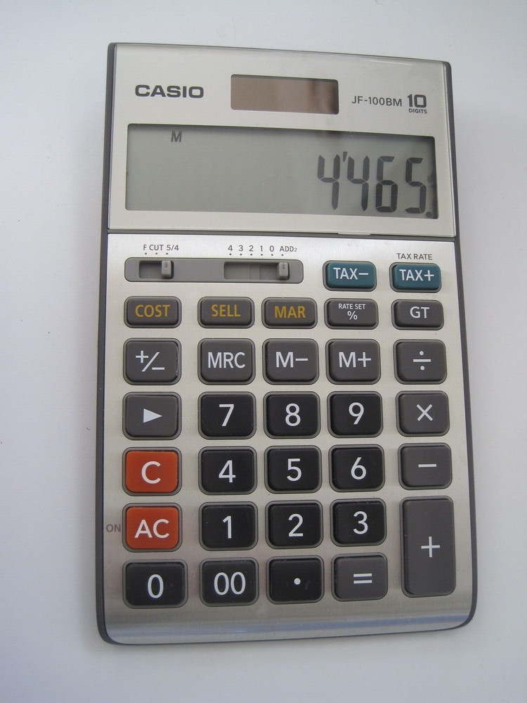 Casio JF-100BM 10 Didgit Solar Calculator Large EUC
