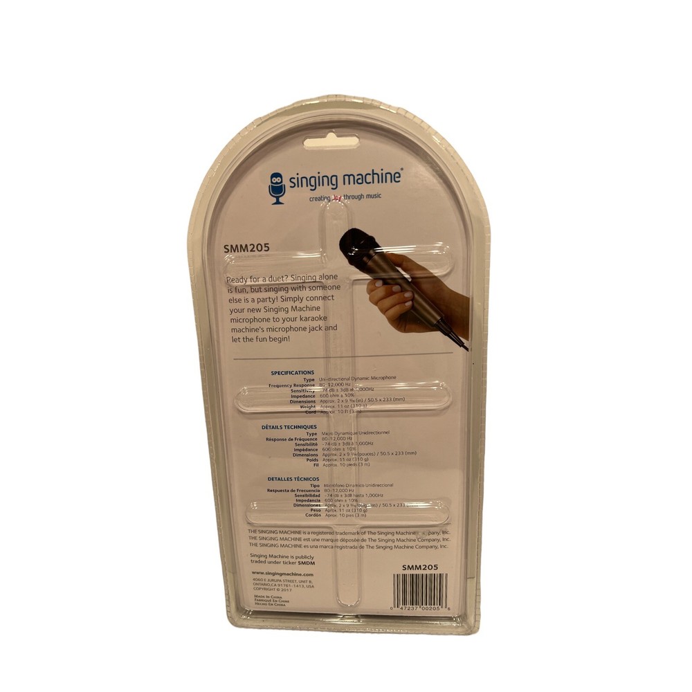 Singin Machine SMM205 Karaoke Machine Uni-Directional Dynamic Microphone 10 ft