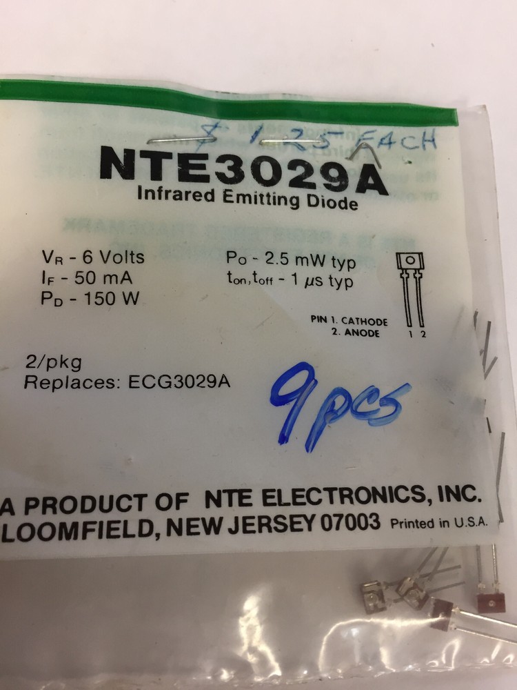 NTE3029A INFARED EMITTING DIODE 9 PCS  NOS
