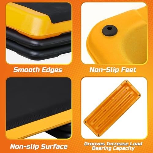 43'' Exercise Aerobic Step Platform Adjustable Workout Step with 4 Stackable Ris
