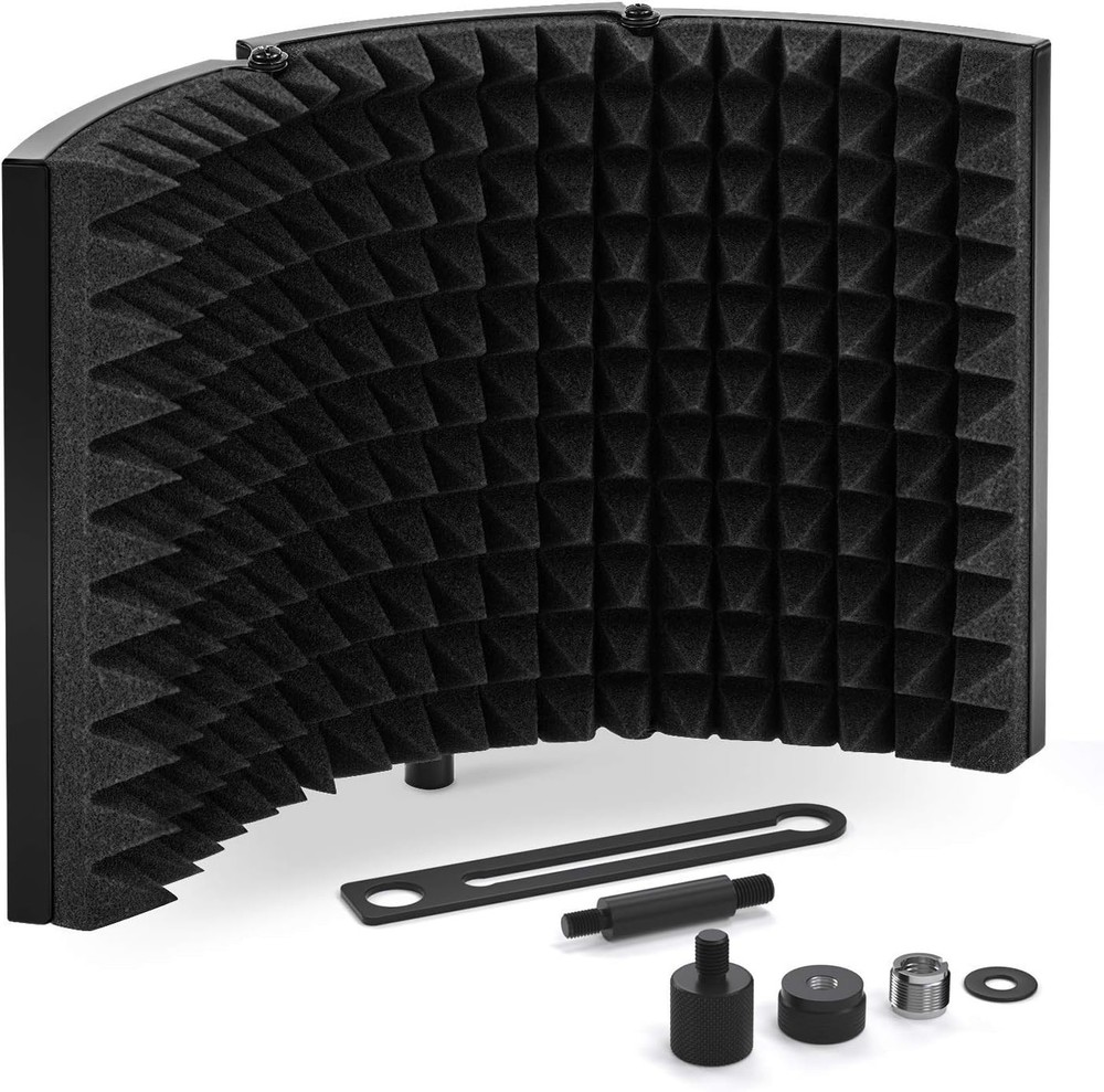 Compact Microphone Isolation Shield for Superior Noise Reduction and Studio Use