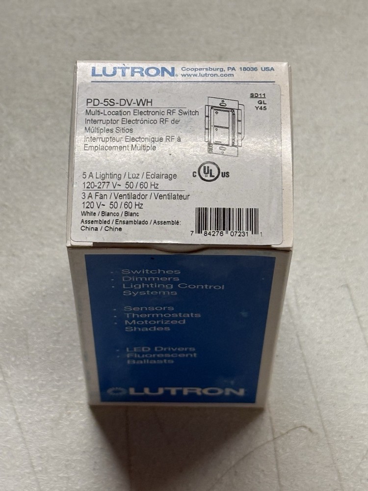 Lutron PD-5S-DV-WH Multi-Location Electronic RF Switch - White