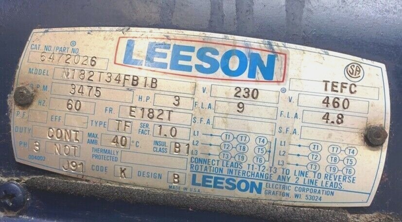 LEESON ELECTRIC MOTOR 6472026