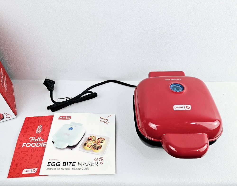 Dash Red Egg Bite Maker with Instruction Manual Recipes & Box WORKS
