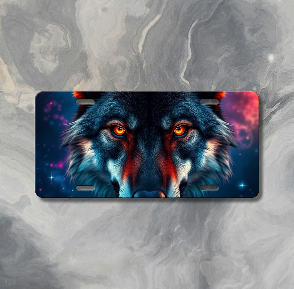 Hyperrealistic Wolf License Plate Optional Text Decorative Plate Gift Idea