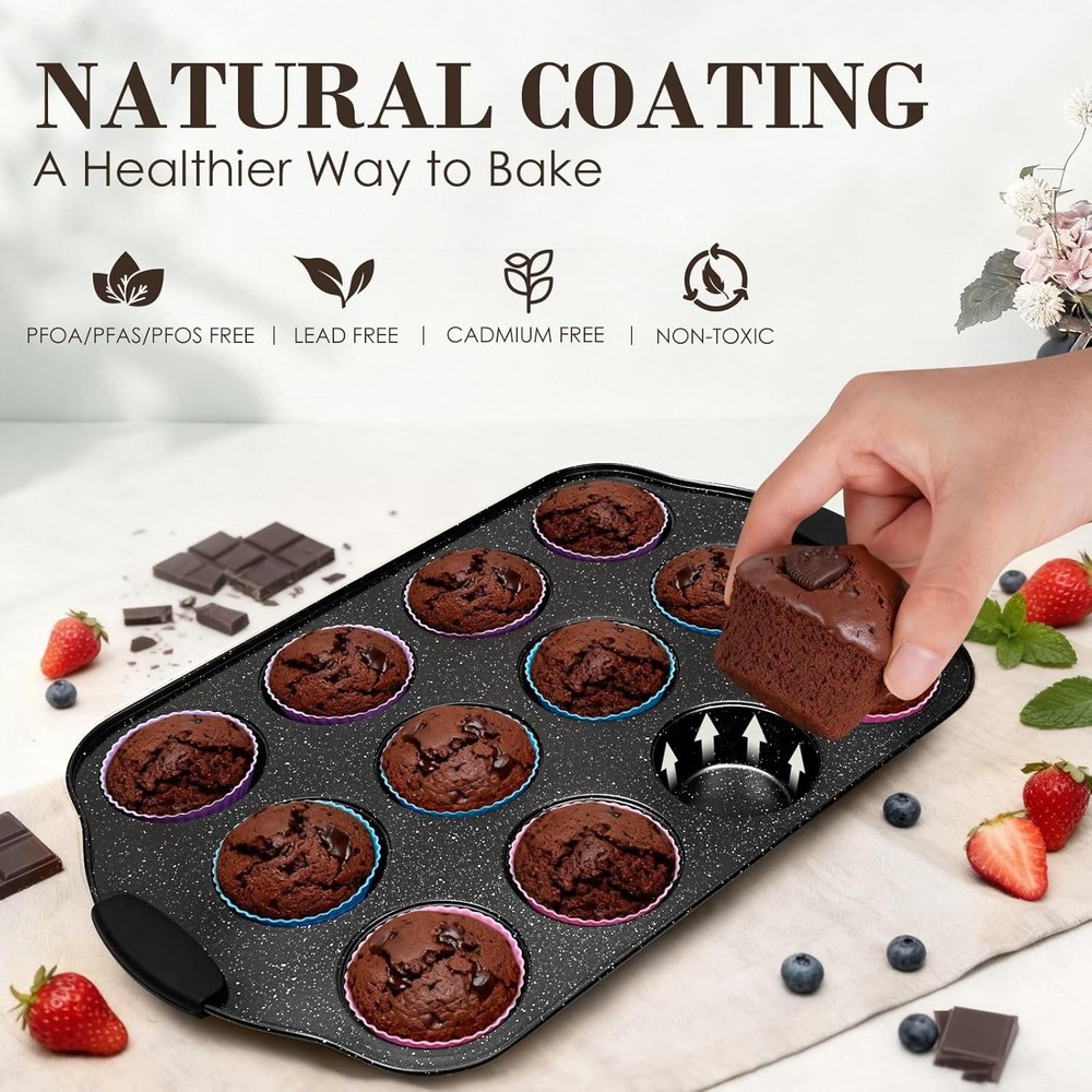 Baking Pans Set Nonstick Bakeware Sets Stackable W/ Silicone Handles 22 Pieces
