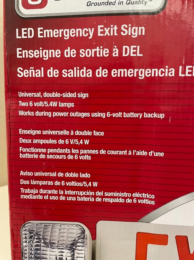 Utilitech LED Emergency Exit Sign Red Exit Sign Lighting Battery Backup #0007223