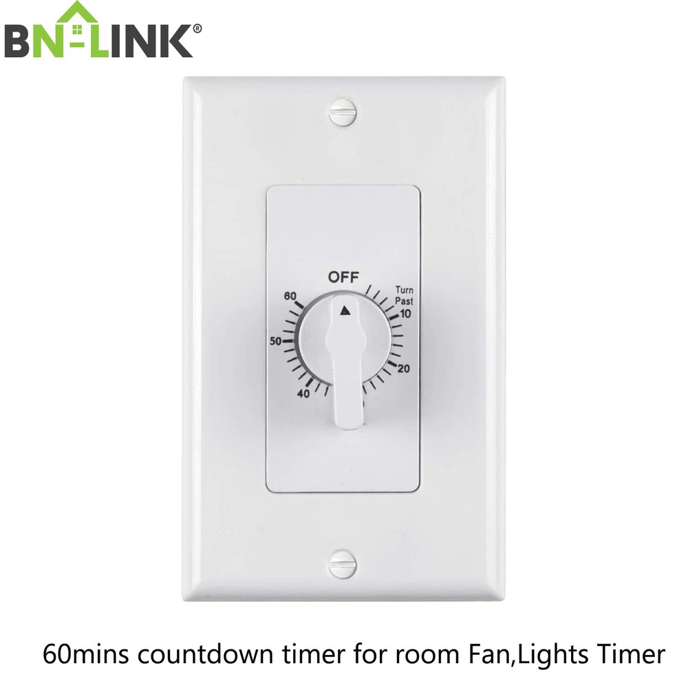 BN-LINK Heavy Duty Mechanical 60-Minute In-Wall Spring Loaded Countdown Timer