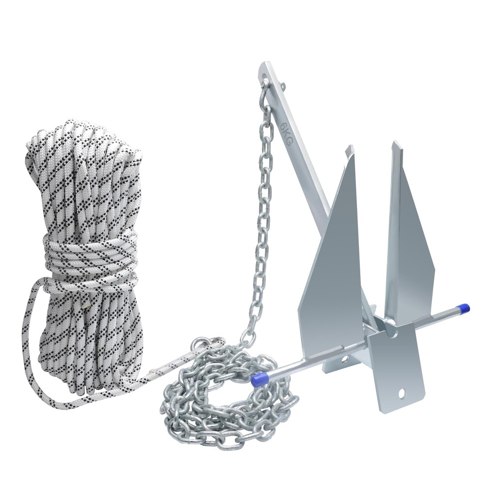 Galvanized Danforth Fluke Anchor Kit Includes Galvanized Fluke Anchor, Rope, ...