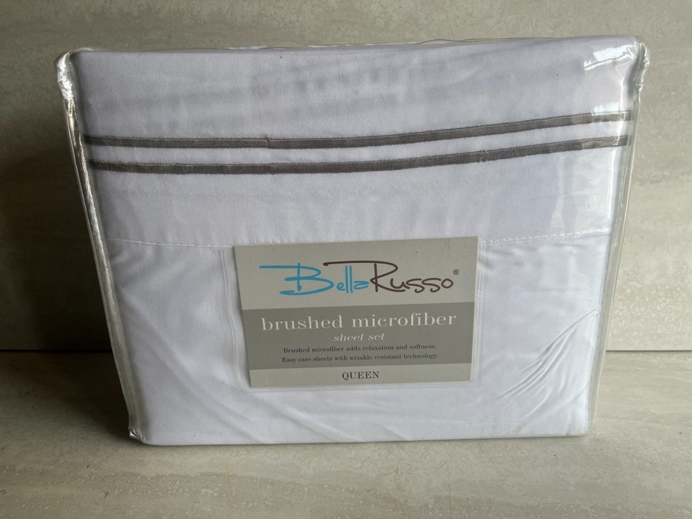 Bella Russo Brushed Microfiber Sheet Set Queen Size White