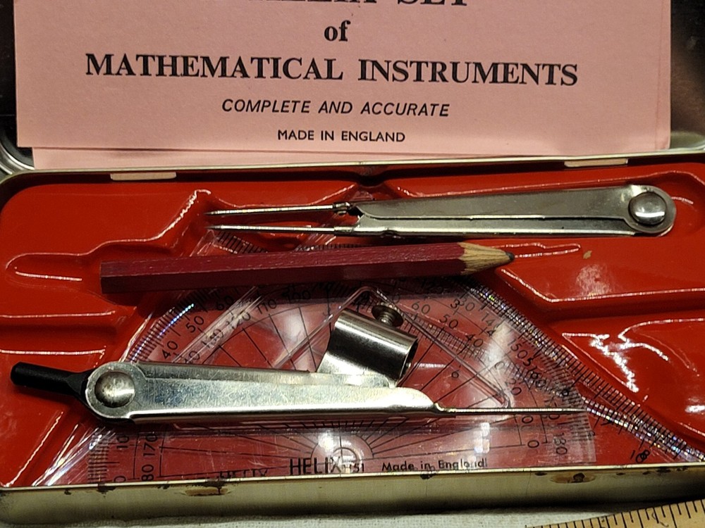 COLLEGIATE INTERMEDIATE HELIX MATHEMATICAL DRAFTING INSTRUMENTS FULL SET TIN BOX