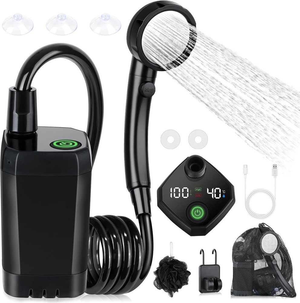 Versatile Waterproof Camping Shower Kit - Rechargeable & Adjustable Spray Modes