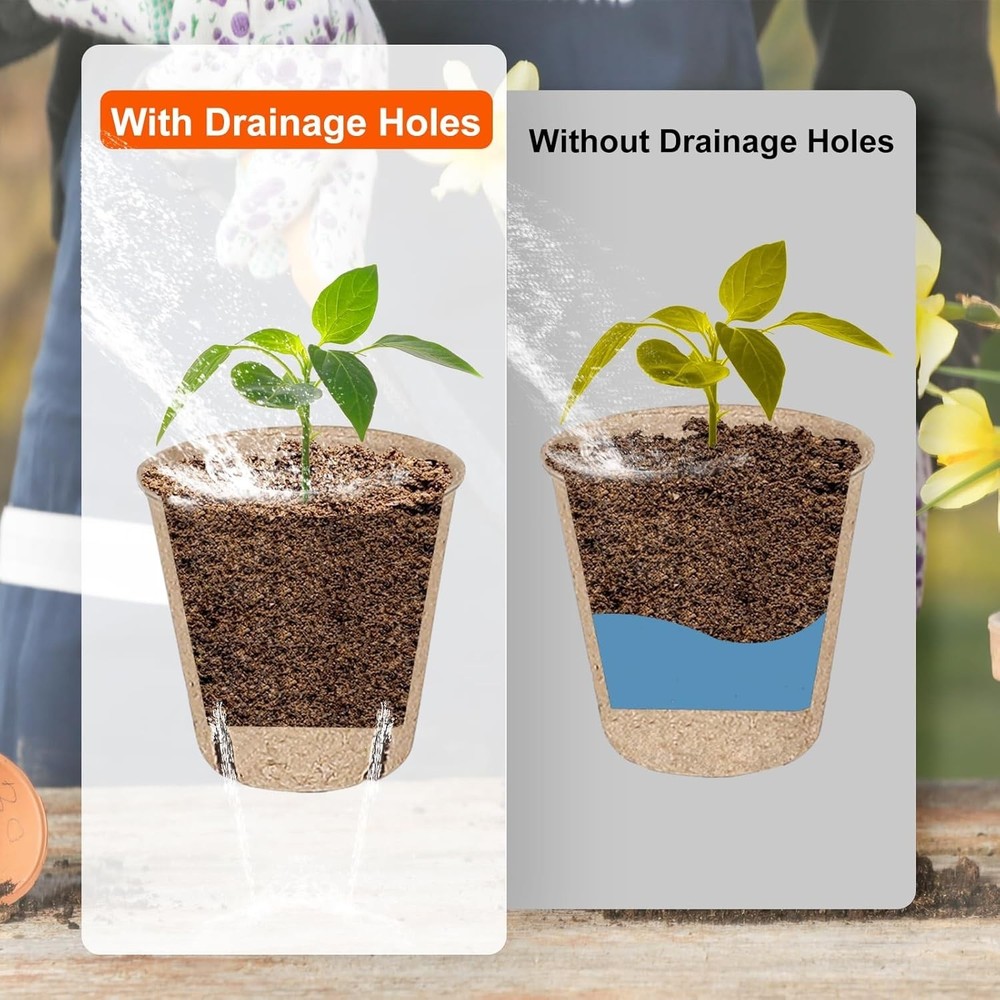 60 Pack 3.15 Peat Pots Biodegradable Seedling Starter Pots w/ Plant Labels