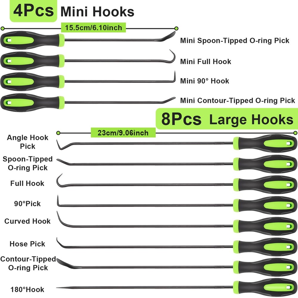 12PCS Automotive Hook and Pick Tool Set,Long & Mini Precision Puller Remover ...