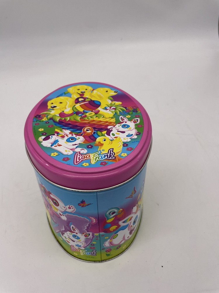 Nice old Lisa Frank Easter tin Box .