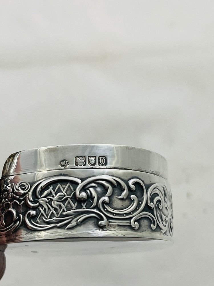 Antique Ornate Openwork Oval Form Box Sterling Silver William Comyns & Sons 1909