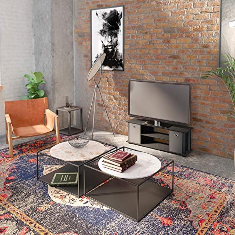 Modern Black TV Stand Storage Organizer Fits 42" Flat Panel TV Flat Surface New