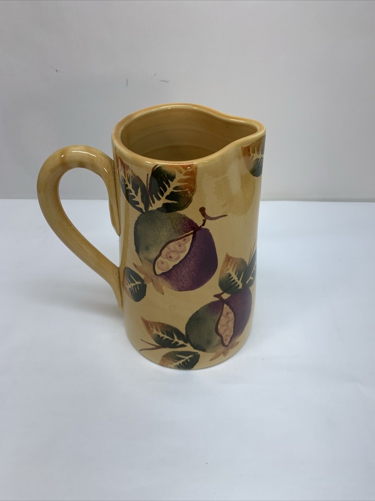 Pier 1 Fall Fruit Pitcher Italy Stoneware Handpainted 52 Oz