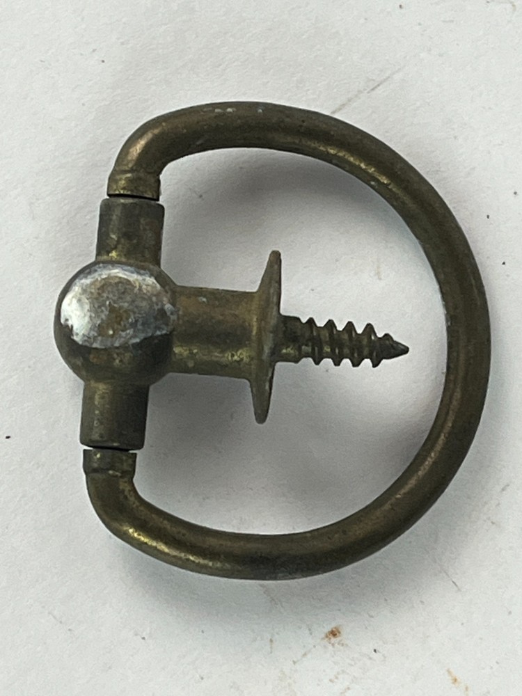 3 Antique Solid Brass Drawer Pulls - Drop Ring Pull Knobs - Victorian Colonial