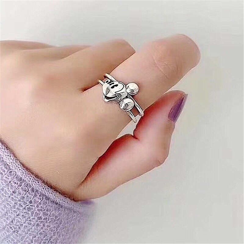 925 Sterling Silver Lovely Mickey Mouse Ring Adjustable