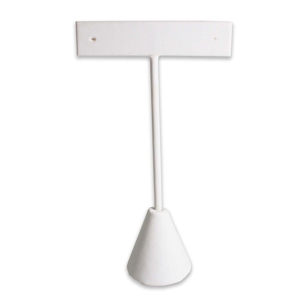 White Leatherette Earring T Shape Display Stands