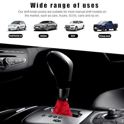 Car Shift Knob Dust Cover, Shift Boot Cover, Hyper Fabric Manual/Automatic Red