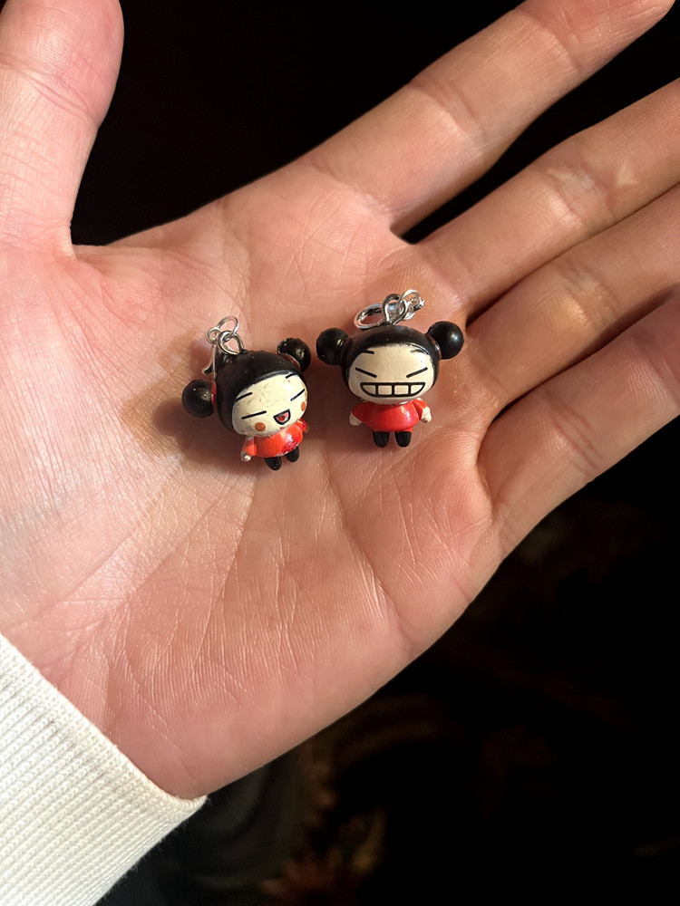 Vintage Pucca Micro Charms 2x Keychain Zip Pulls