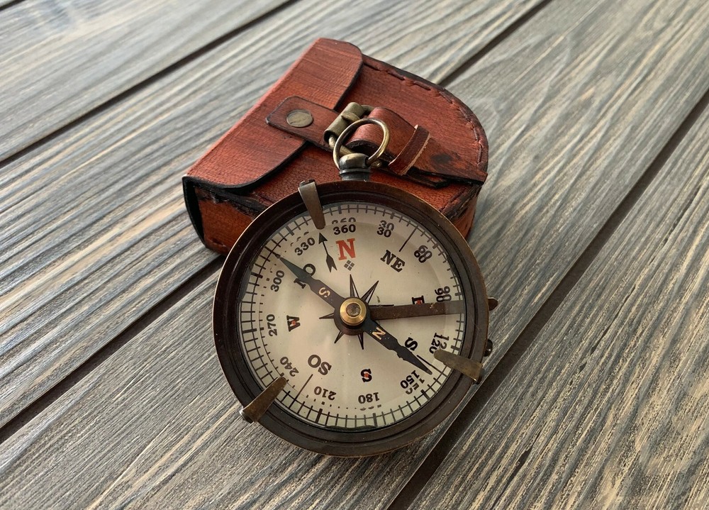 Solid Brass Nautical Pocket Compass Adventure Gift