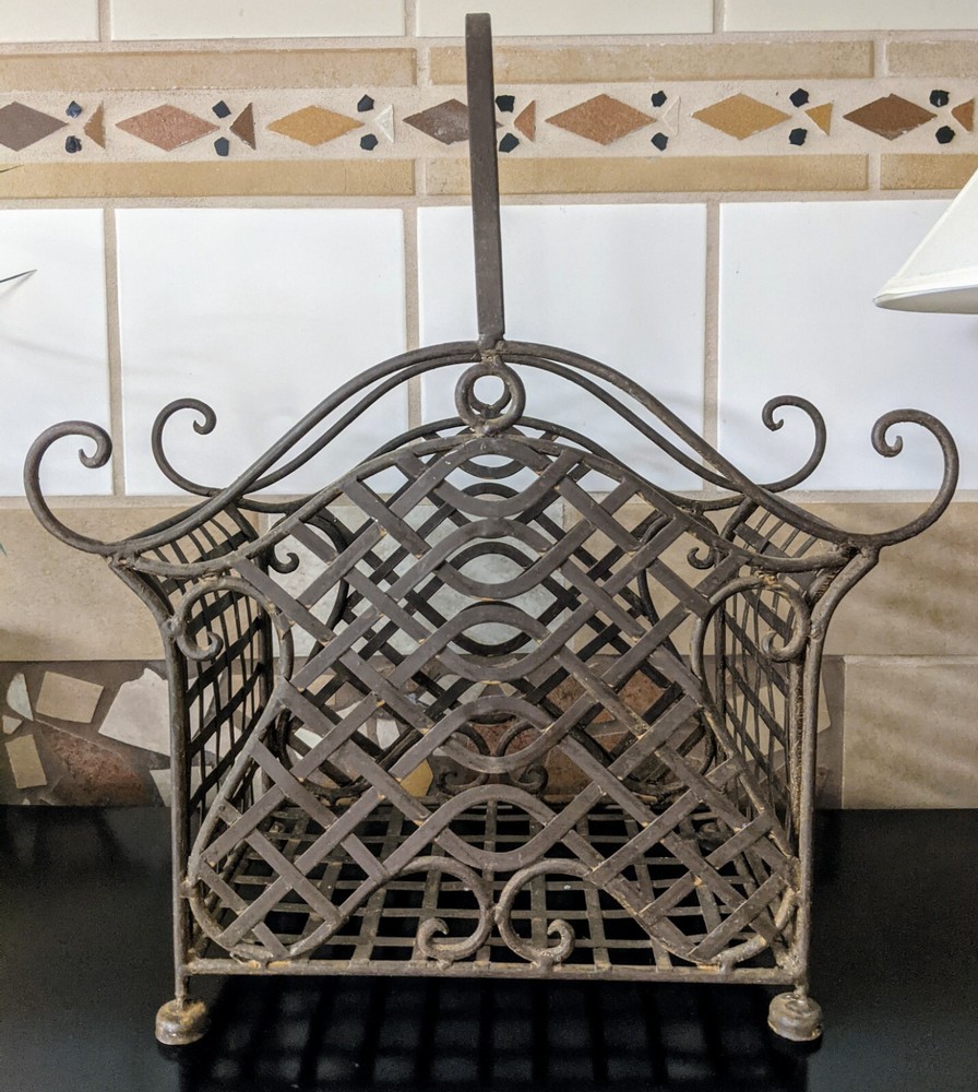 Scroll And Lattice Footed Metal Basket