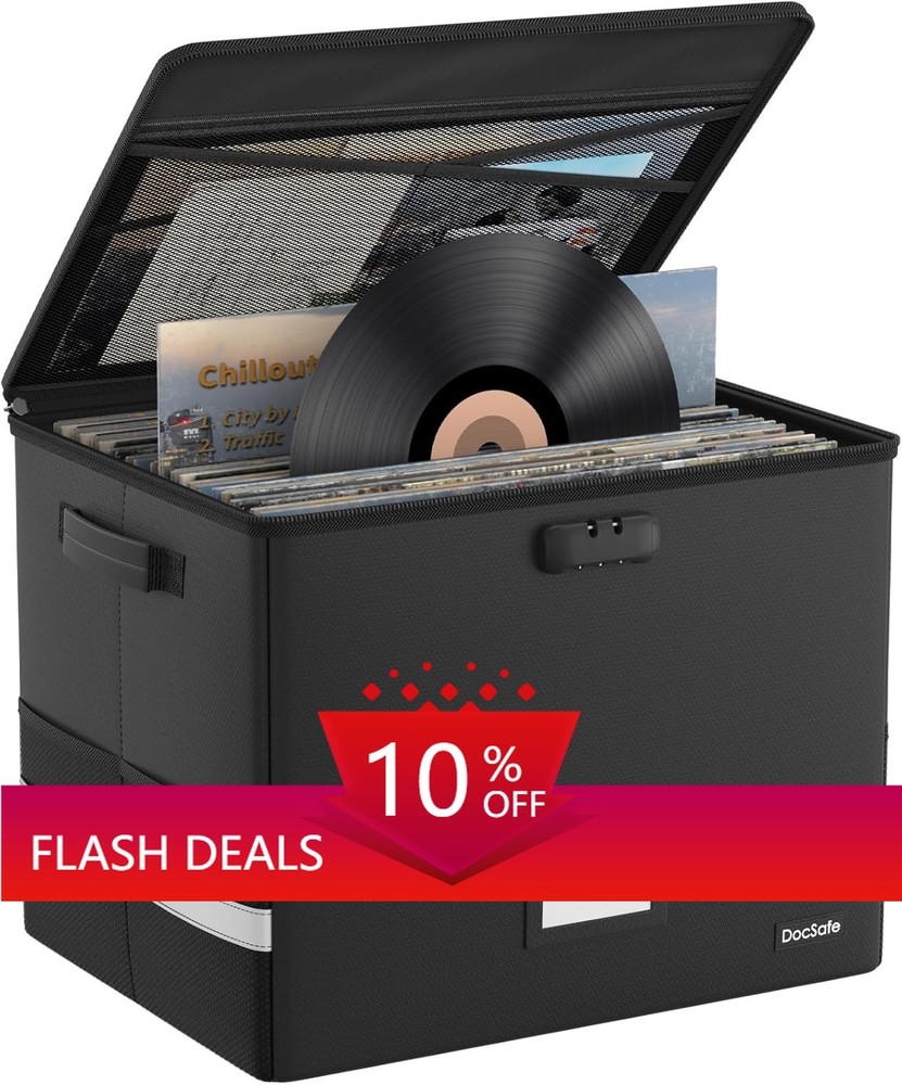 NEW.Fire-Resistant Vinyl Record Storage Box (Lockable)