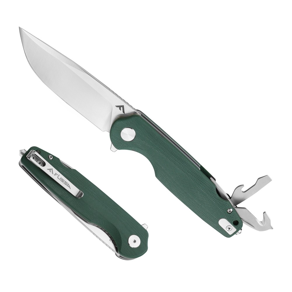 FLISSA 3.3"D2 Blade w/G10 Handle Multitool Pocket Knife Liner Lock Folding Knife