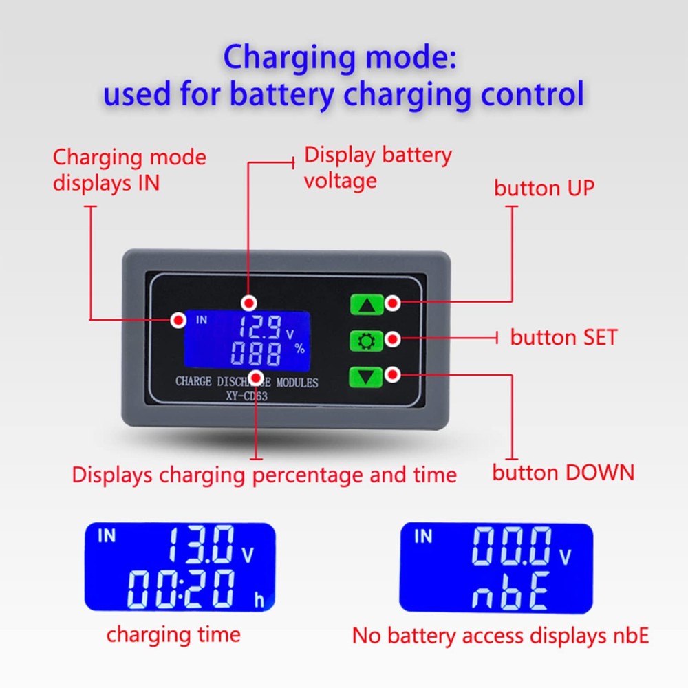 DC 6V-60V Low Voltage Protector Disconnect Switch Module with LCD Grey