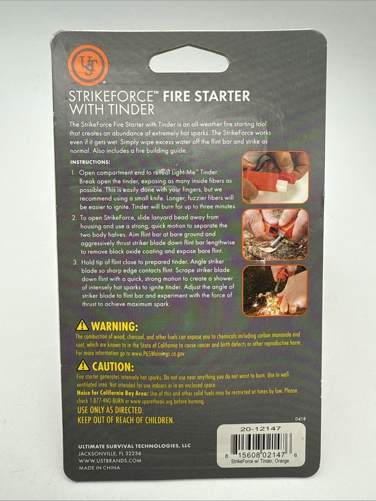 StrikeForce Fire Starter - Camping, Backpacking, Hiking, Survival