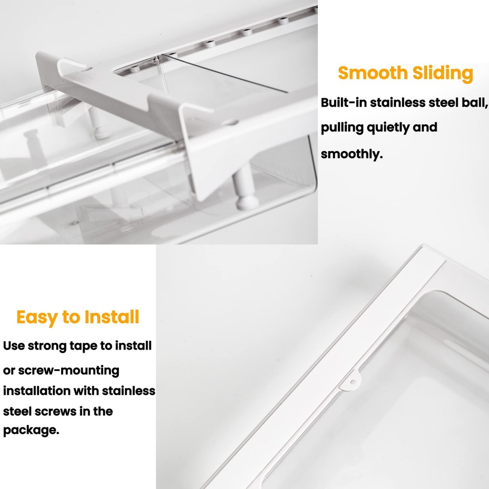 vacane Refrigerator Organizer Drawer,Under Shelf Pull Out Drawer with Divider...