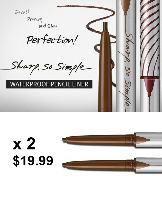 CLIO Sharp So Simple Waterproof Pencil Liner x 2, 5 COLORS