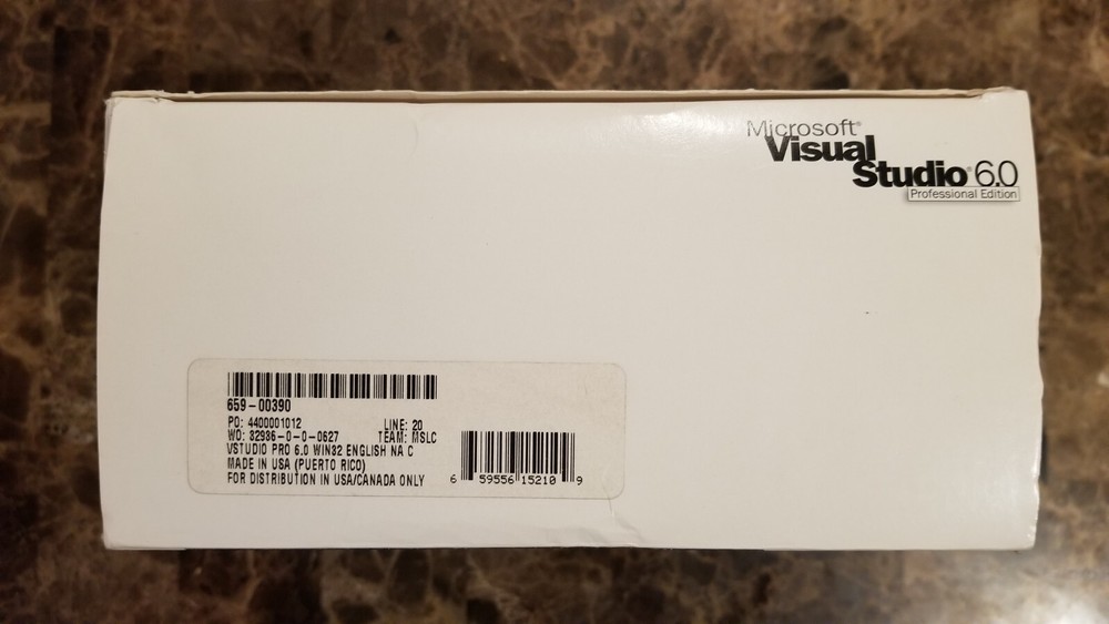 Microsoft Visual Studio 6.0 6 Professional 659-00390 RETAIL Box