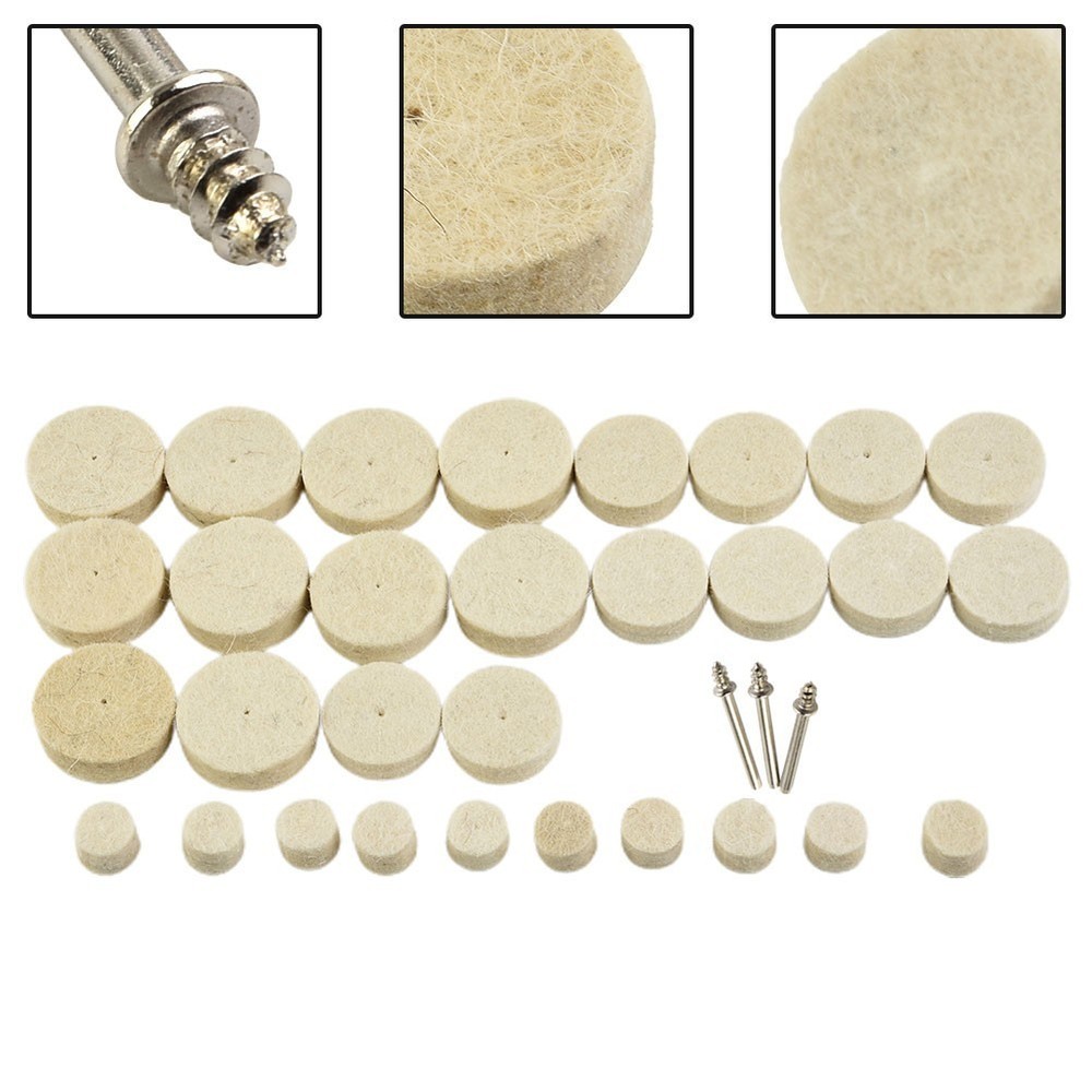 33pcs Buffing Wheel Kit Wool Wheels 3mm Tool Accessory Power Tools Rotary Tool