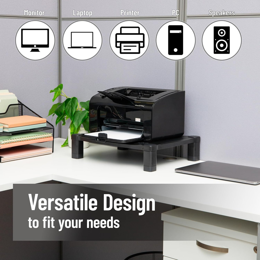 Monitor Stand, Height Adjustable, Desktop Organizer, Laptop Riser, Office, 17.25