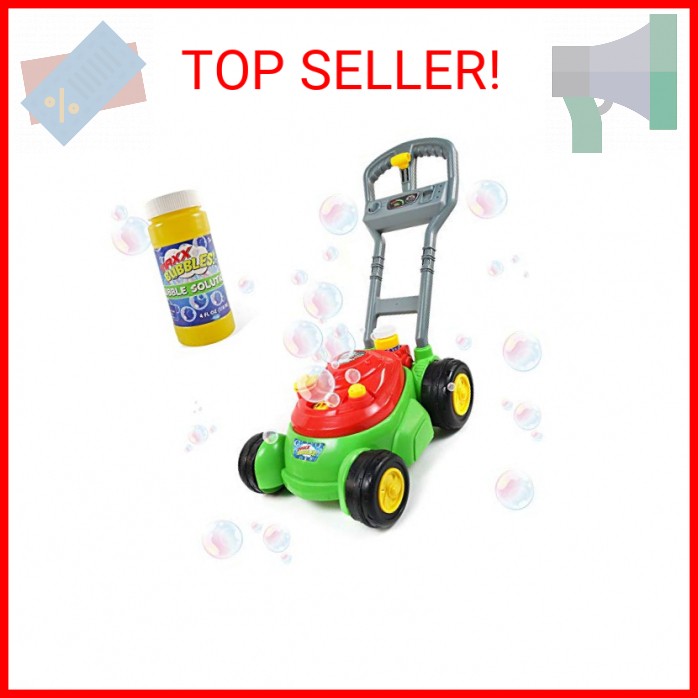Maxx Bubbles Deluxe Bubble Lawn Mower Toy – Includes 4oz Bubble Solution | Outdo