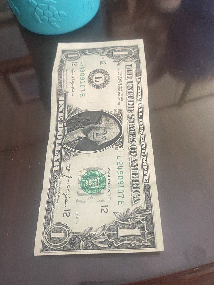 2021 Federal Reserve $1 Note Error with Misalignment and Miscut