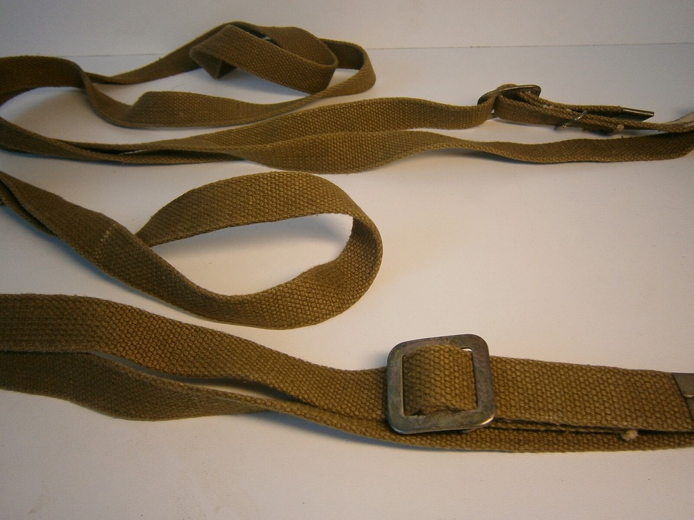 Vtg Soviet Military Heavy Duty Carrying Strap Wooden Handle Strap-A-Handle 70"